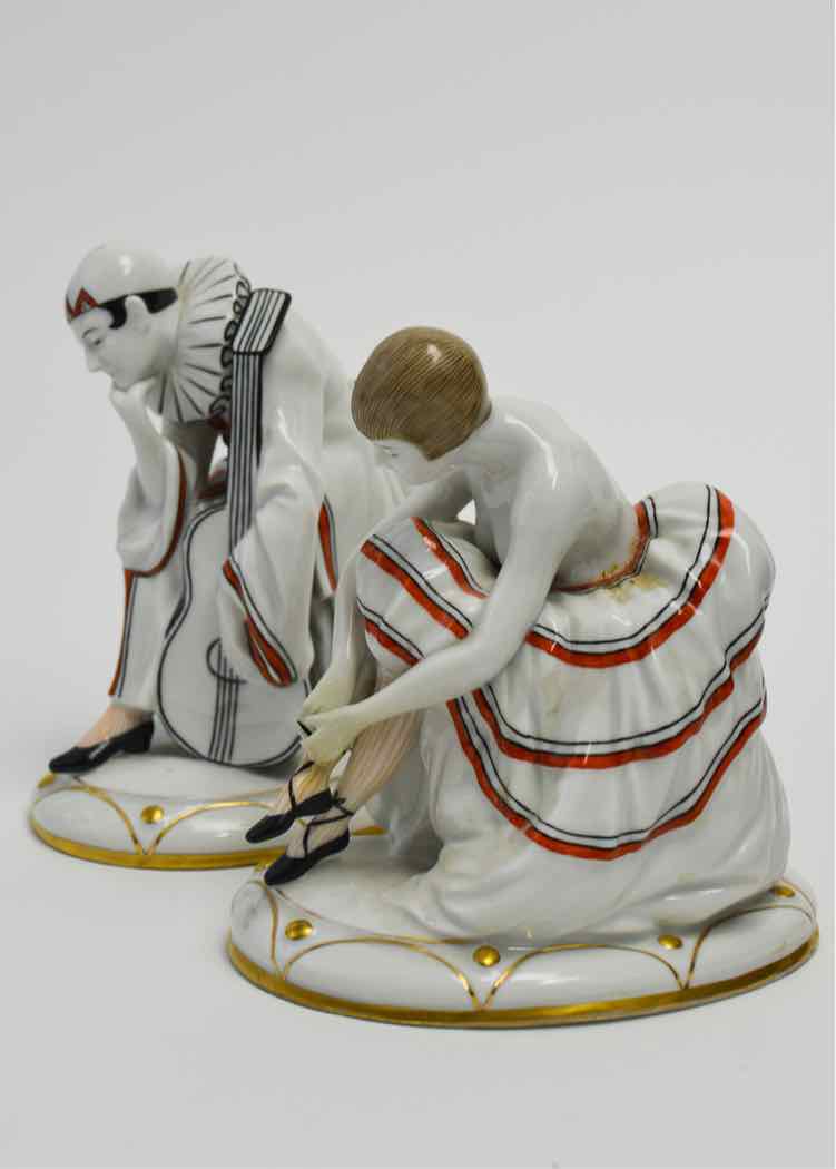 Pair Galluba & Hofmann Art Deco Ballerina & Pierrot Figurines