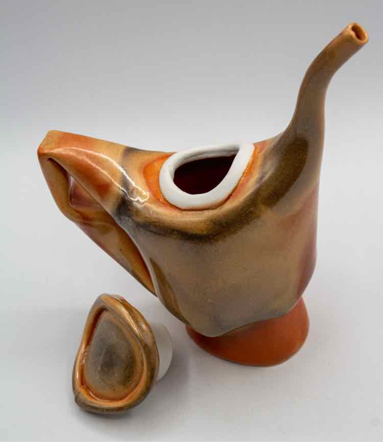 Tan & Peach Abstract Teapot by Robert Hessler