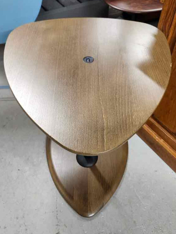 Wooden Triangle End Table w/ Charging Port