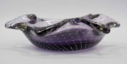 Vtg. MCM Heavy Amethyst Glass Candy Dish