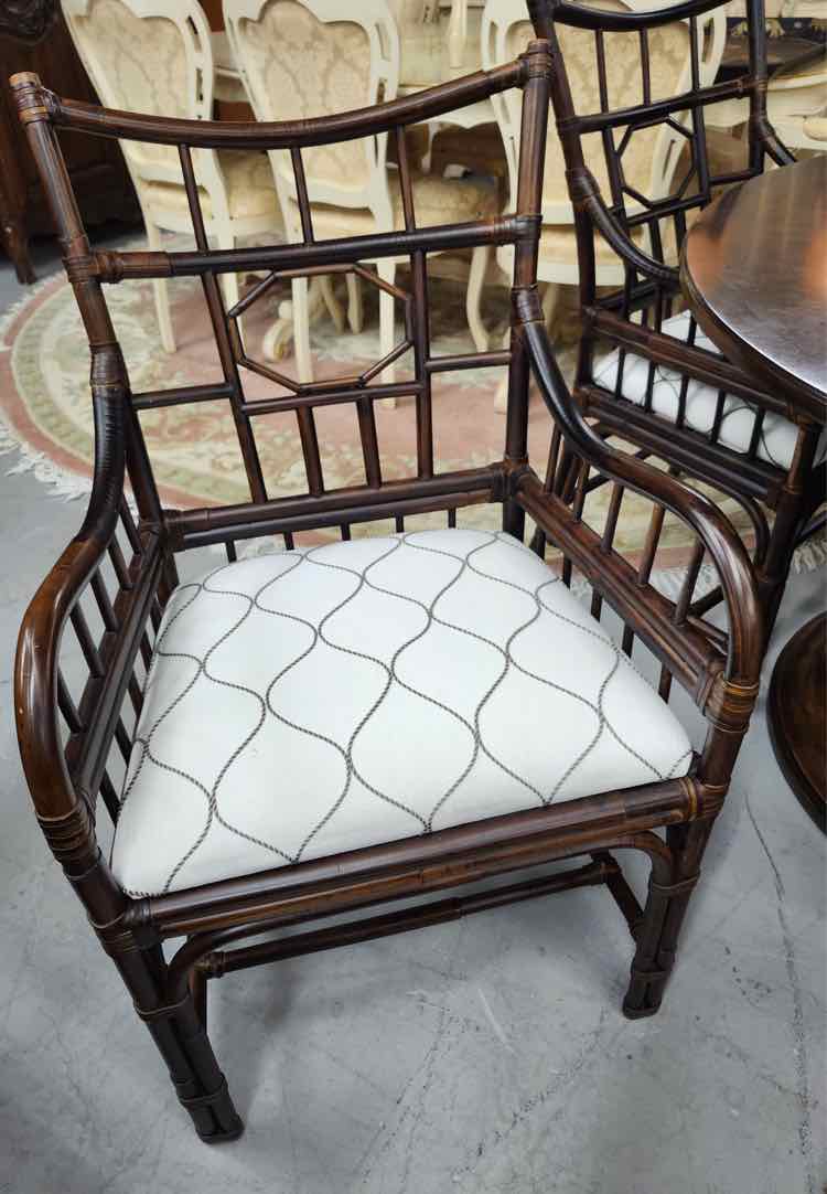 4 Bamboo White Cushion Palecek Chairs