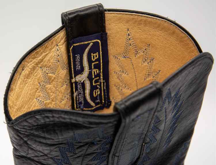 Custom'Happy Trails'Black/Purple Leather Boots 6.5