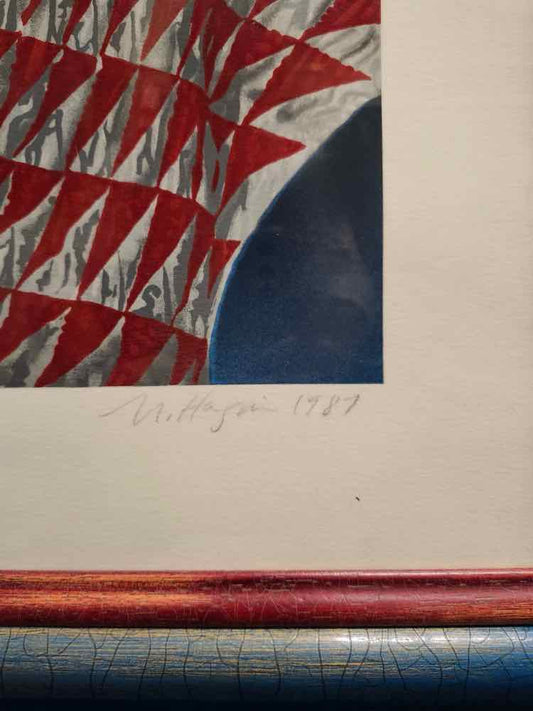 Red/White Quilt Serigraph N.Hagin Art