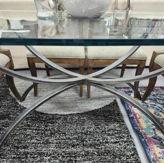 Glass Top Table w/Metal Base