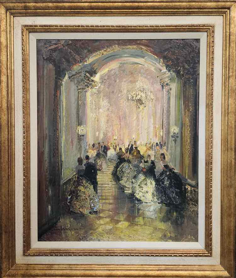 Art 'At the Ball' Oil Ludwig Gschosmann