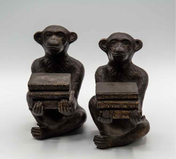 Pair of Cast Iron Monkey Bookends