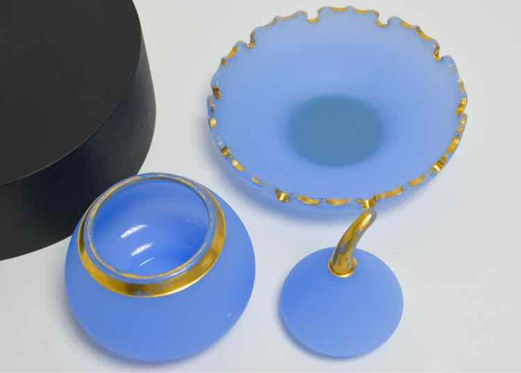 Blue Biedermeier Pear/Opaline Glass