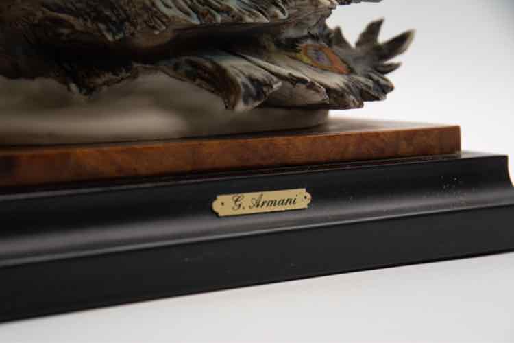 Scultura Di Armani Peacock Signed 16”x17”