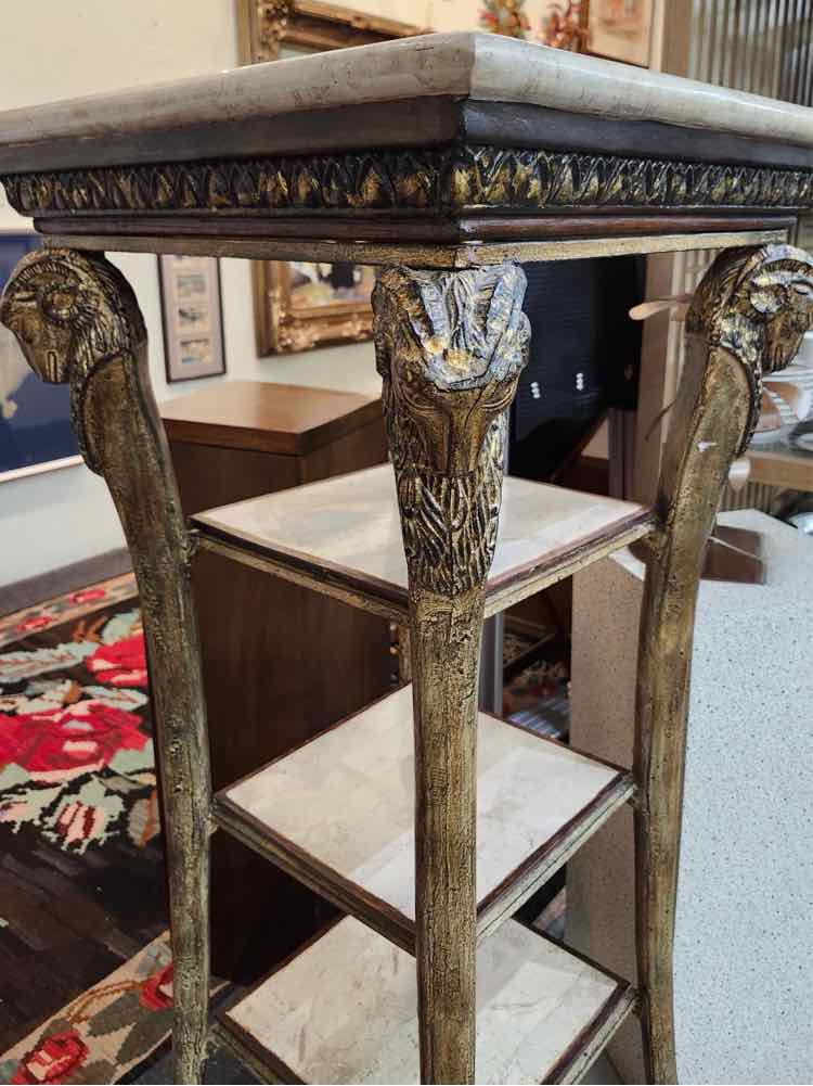 Ram's Head Multi-Tier Pedestal w/Marble