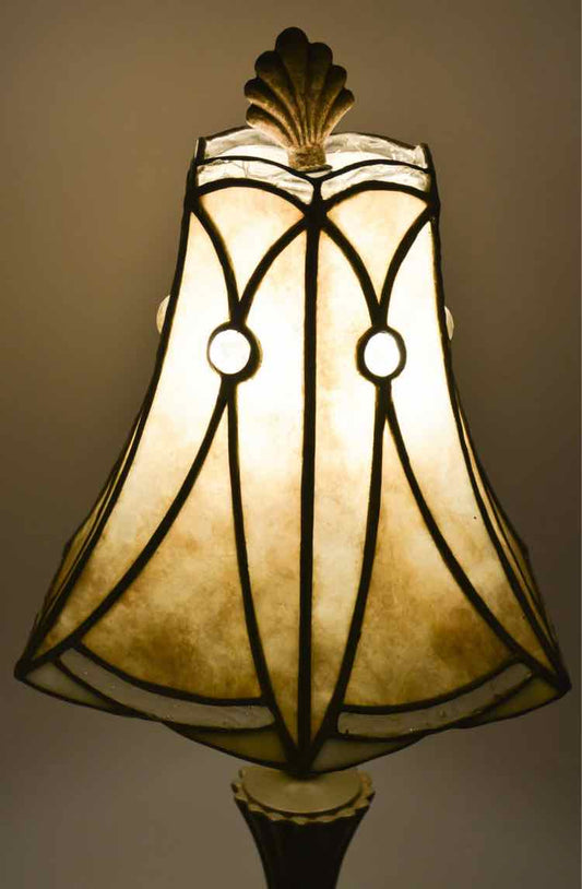 Capiz Lamp w/ Stained Glass Shade
