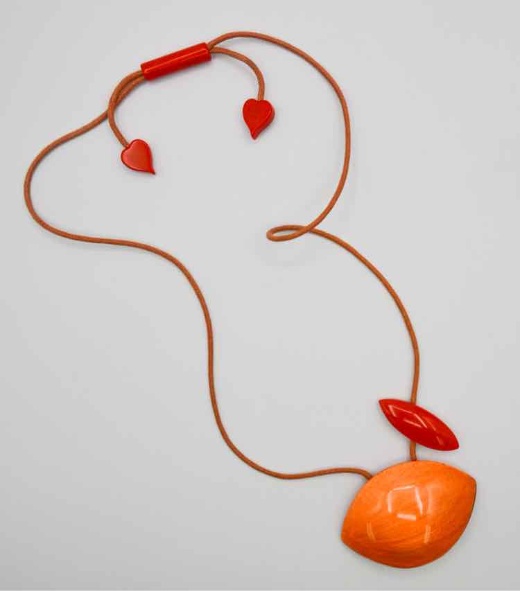 Zsiska Orange/Red Resin Bead Necklace