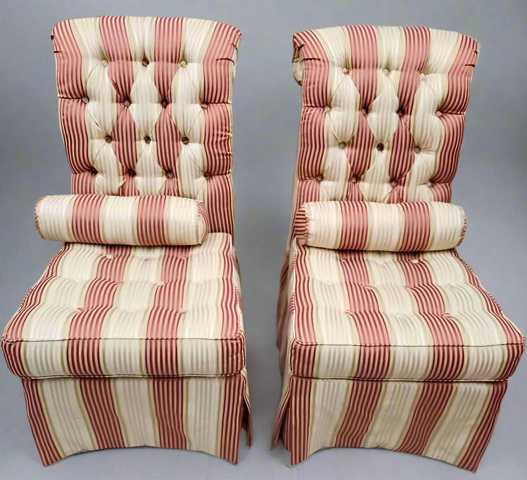 Pair of Striped Lillian August Chairs