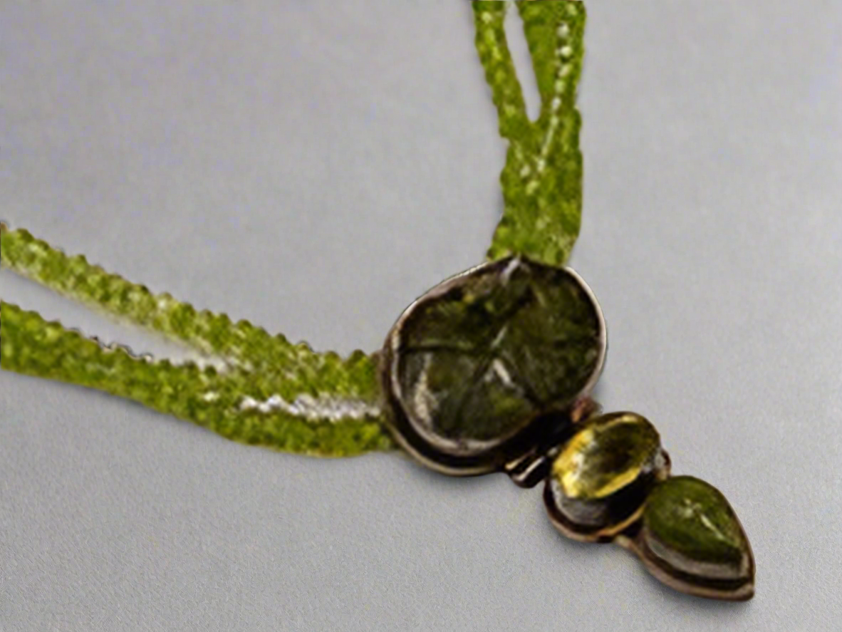 .925 Moss Agate/Citrine/Jade/Peridot Necklace