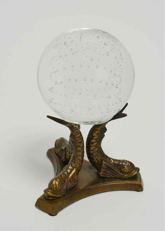 Bubble Glass Orb w/Brass Stand
