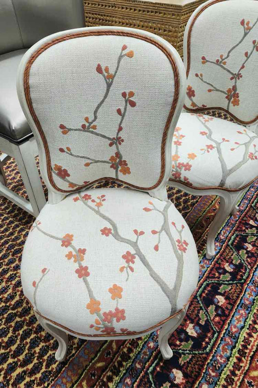 White Flower Pattern Chairs