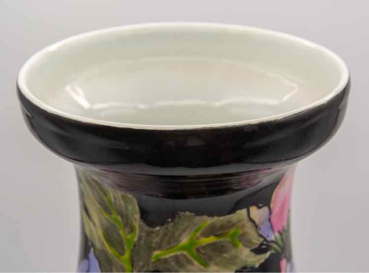 Black Floral Chinese Vase 15"