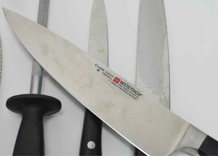 Henckels Block w/5 Wusthof Knives + Sharpener