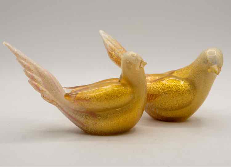Pair of Gold Birds Cramer Glass NY