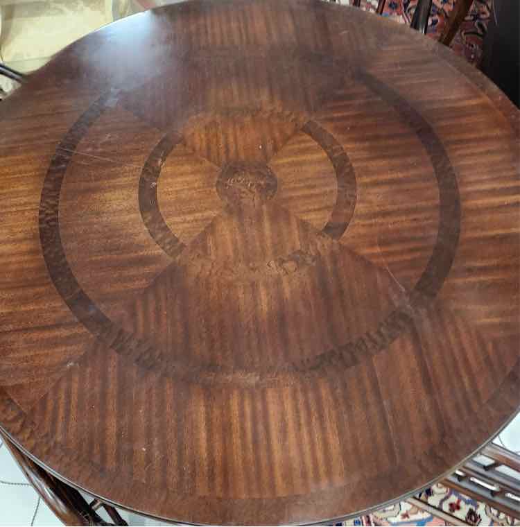 Bernhardt Round Wood Inlaid Table