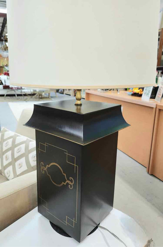 Pair of Black Metal Lamps