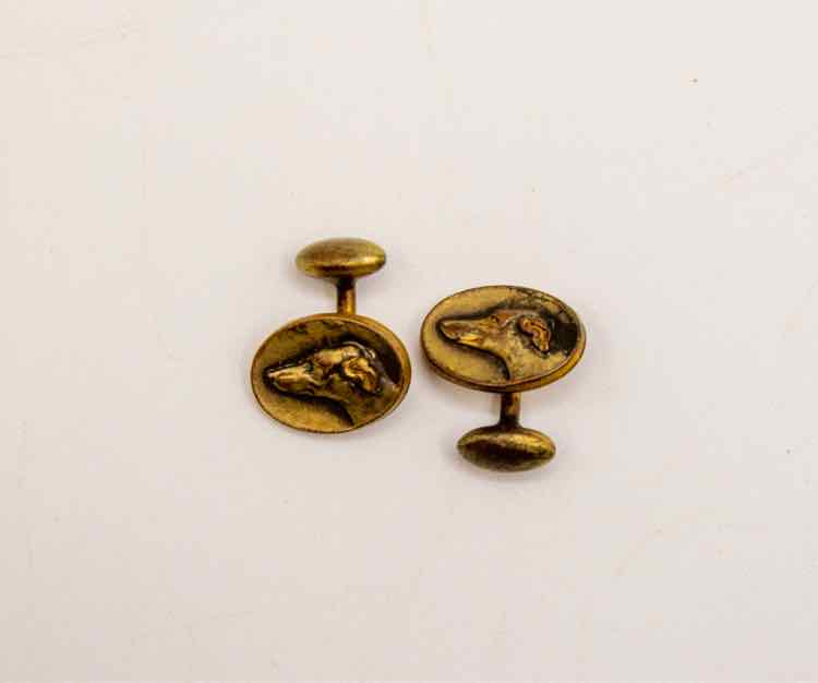 Vtg. Brass Dog Cufflinks