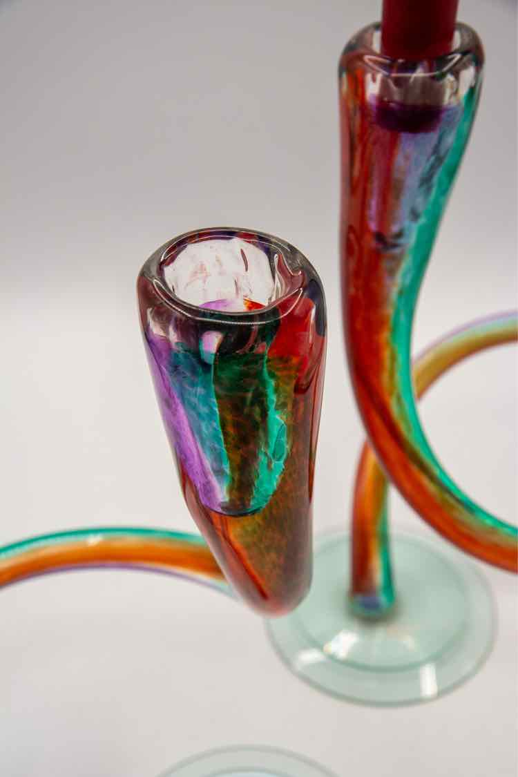 Multi Color Art Glass Candlesticks