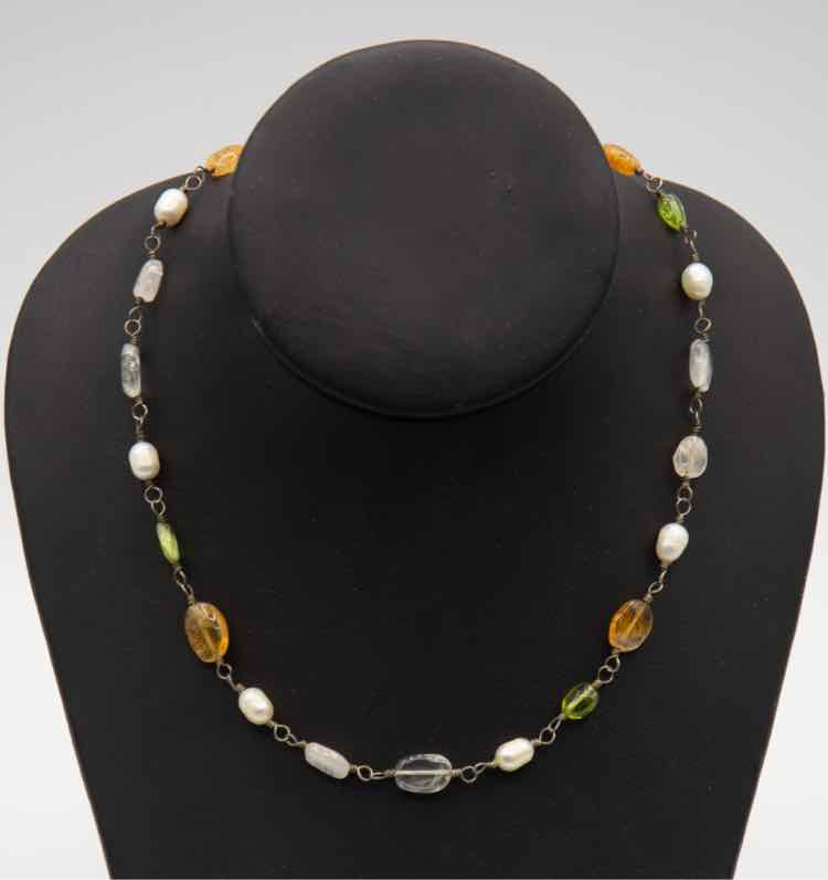 .925 DC Mexico Citrine/Pearl/Quartz Necklace