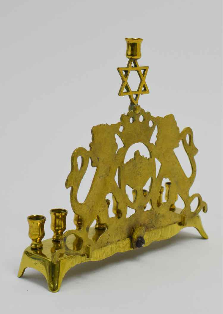 Brass Lion of Judah Hanukkah Menorah