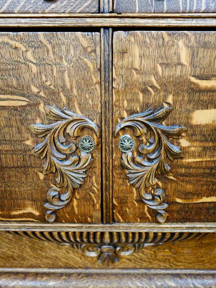 Hand Carved Sideboard w/Mirror