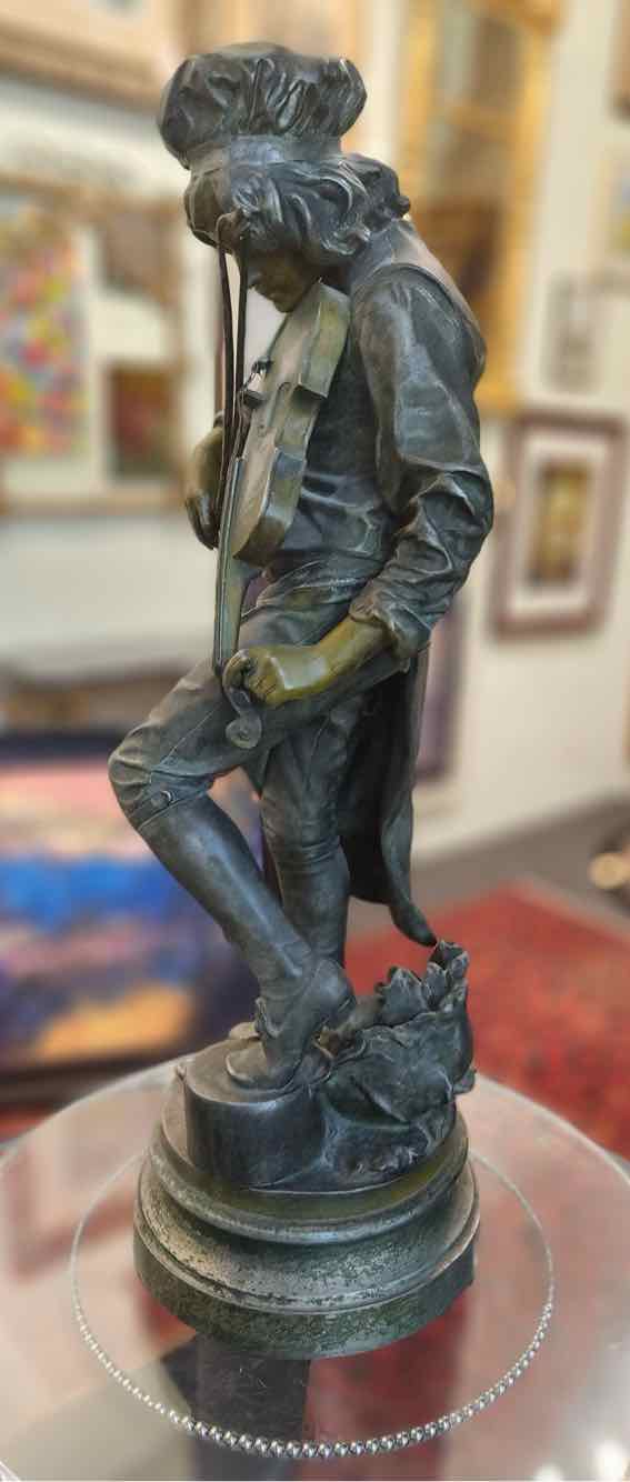 Antique Bronze Victorian Violinist