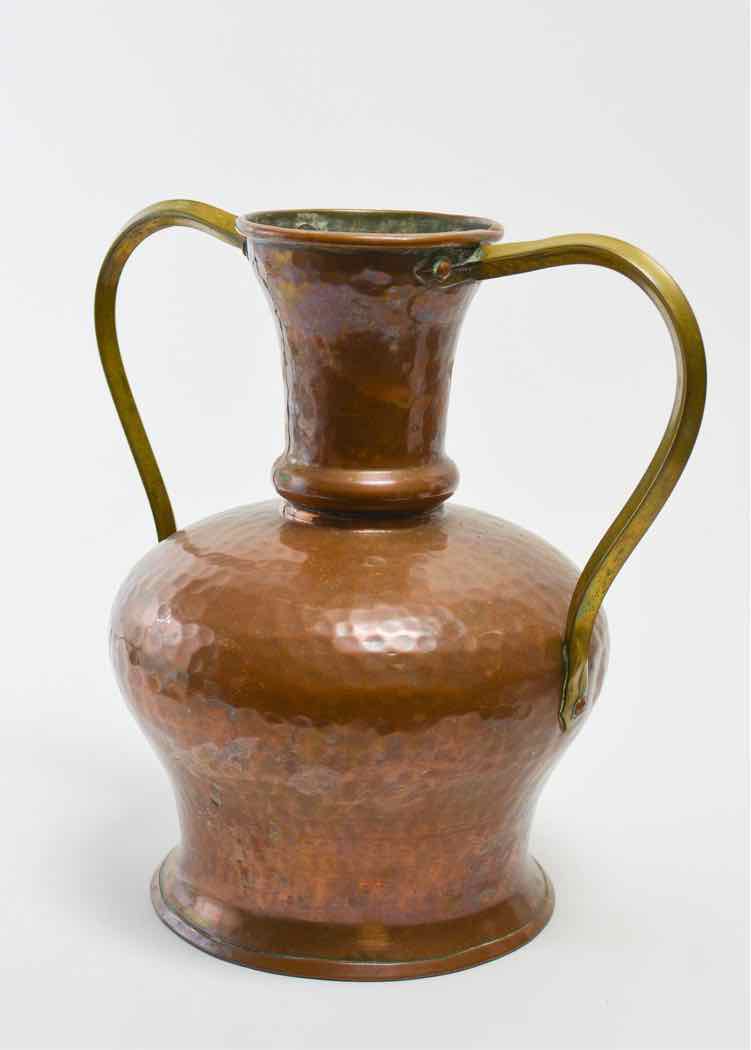 Pair of Hammered Copper Vase w/Brass Handles