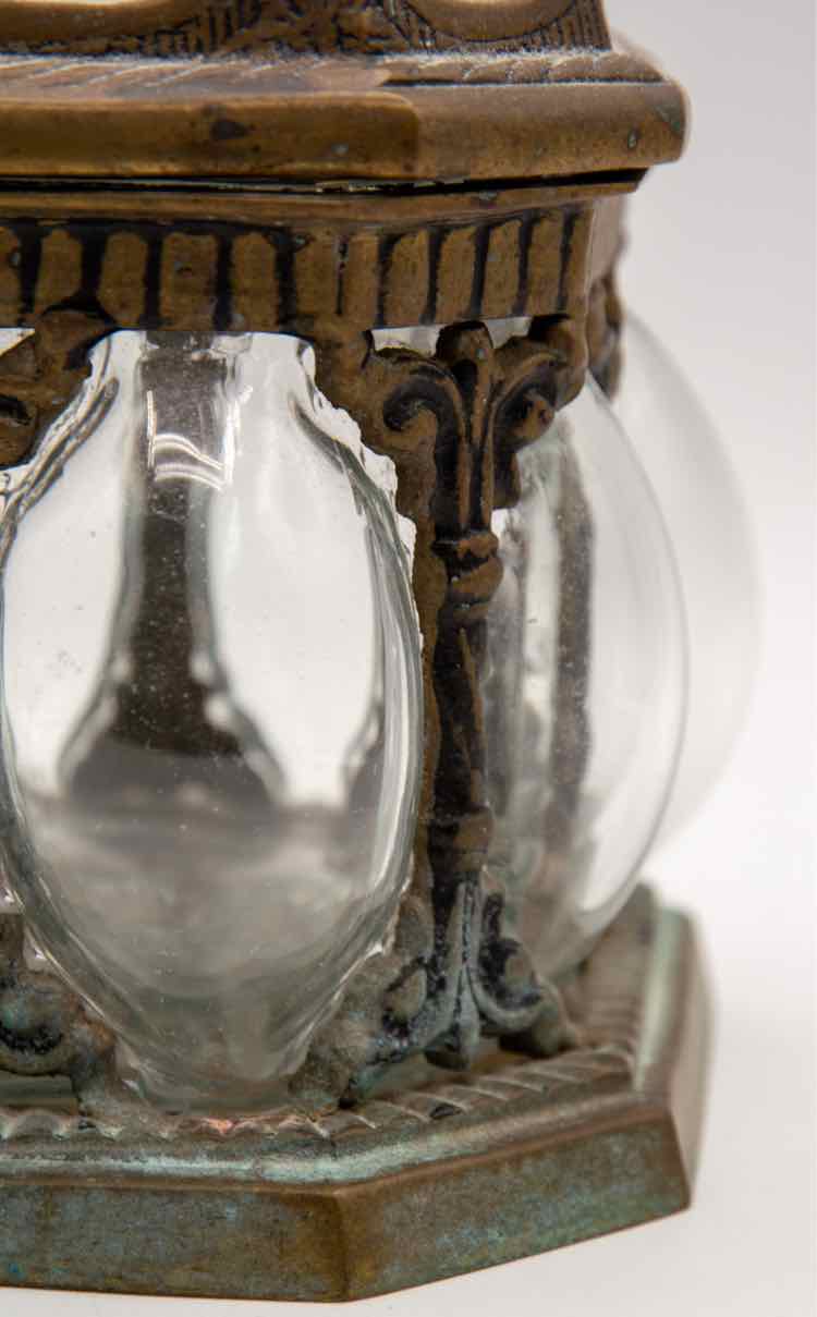 Vintage Baroque Brass/Hand Blown Glass Jar