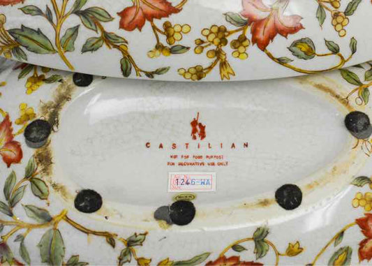 Castilian Imports Porcel.& Brass Egg-Shaped Bowl