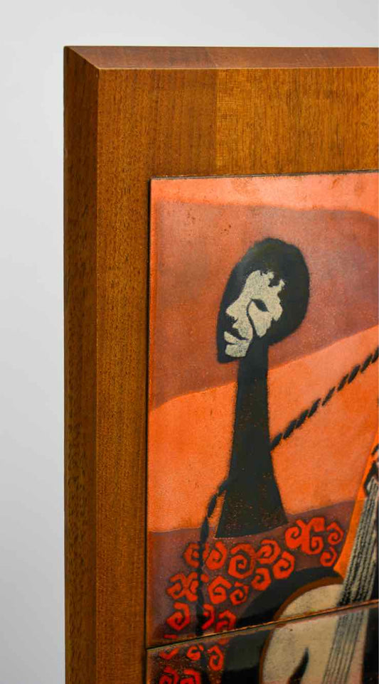 Art Enameled Copper Tile Picture of Musician, Judith Daner