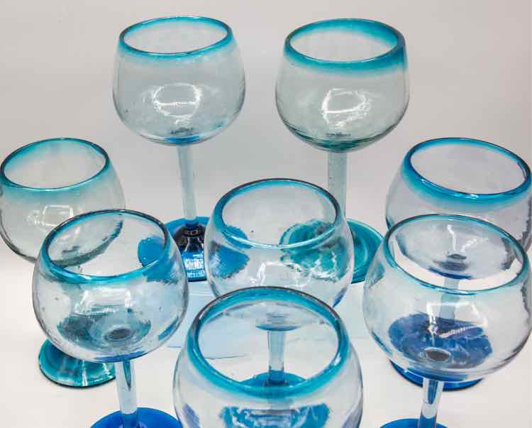 8 Handblown Mex. Goblets