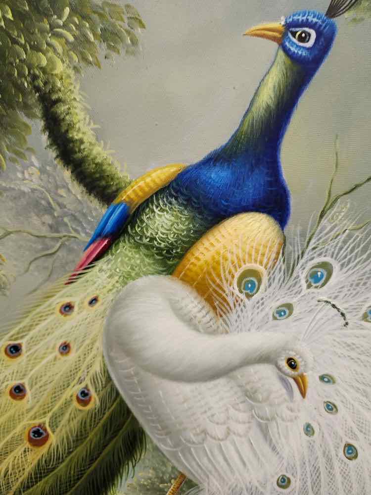Blue & White Peacock Acrylic on Canvas