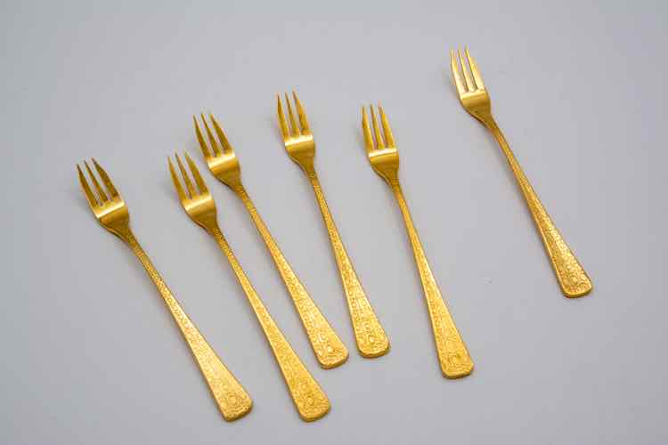 Set of 6 Supreme Gold Cake Forks