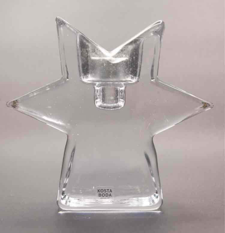 2 Kosta Boda Clear Crystal Candleholders