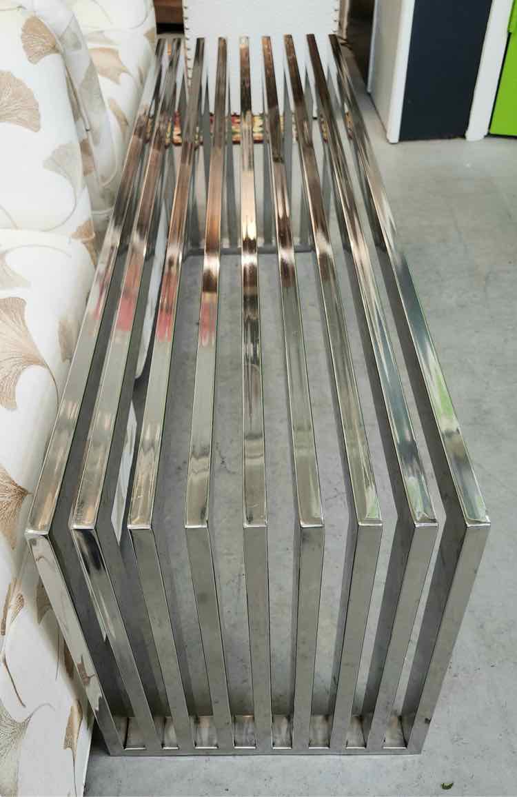 Chrome Modern Slat Bench