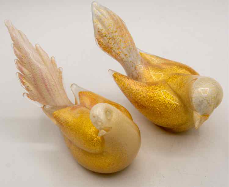 Pair of Gold Birds Cramer Glass NY