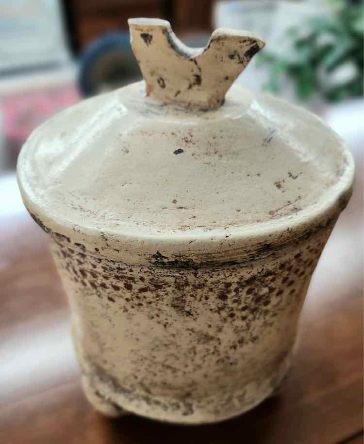 Beige Pot with Lid