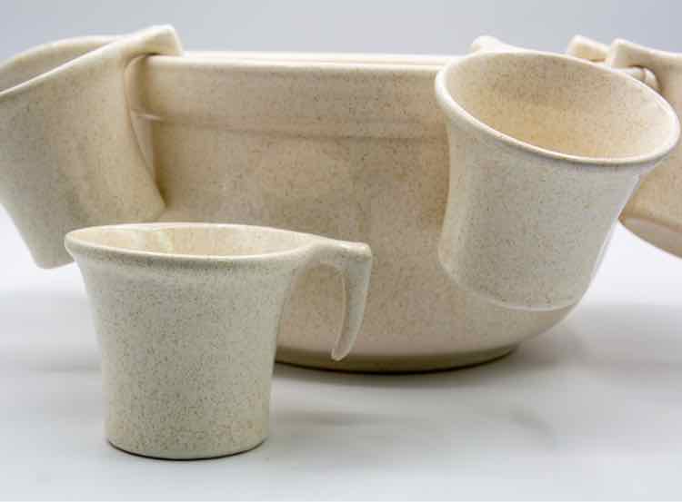 MCM Ceramic Punchbowl w/ 6 cups