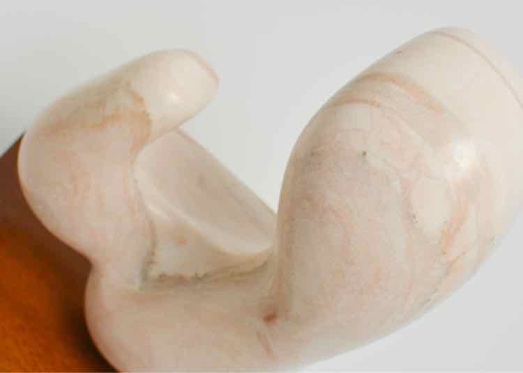 Art "Mother and Child" White Marble Abstract Sculpture
