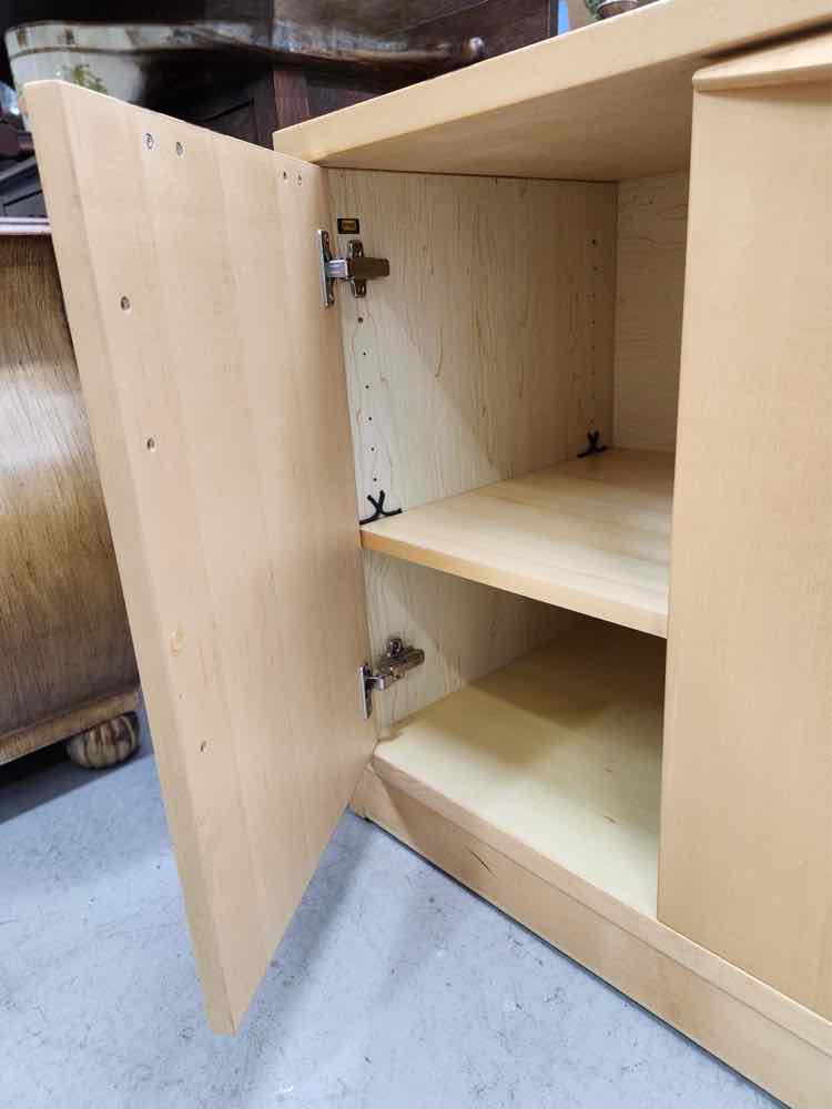 Pair of Blonde 2 Door Cabinets