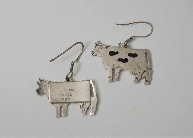 Silver Cow Earring
