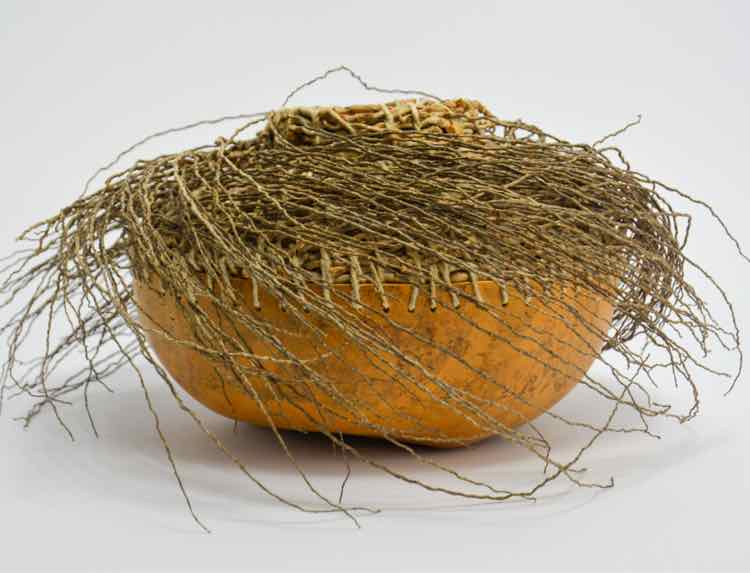 Palm Straw Covered Gourd Vase