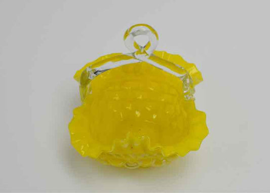 Victorian Yellow Hobnail Basket