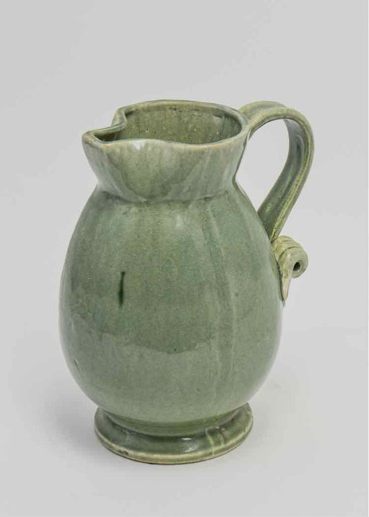 Vtg. Green Ceramic Pitcher