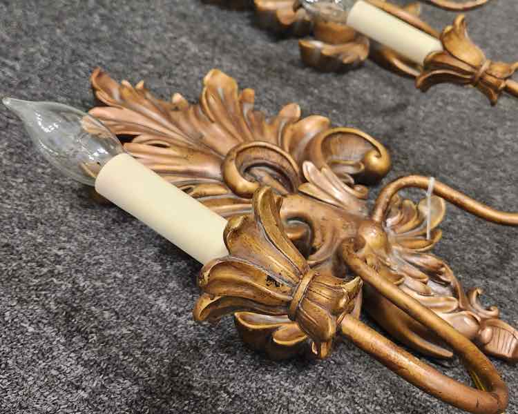 Vtg. Brass Wall Sconces