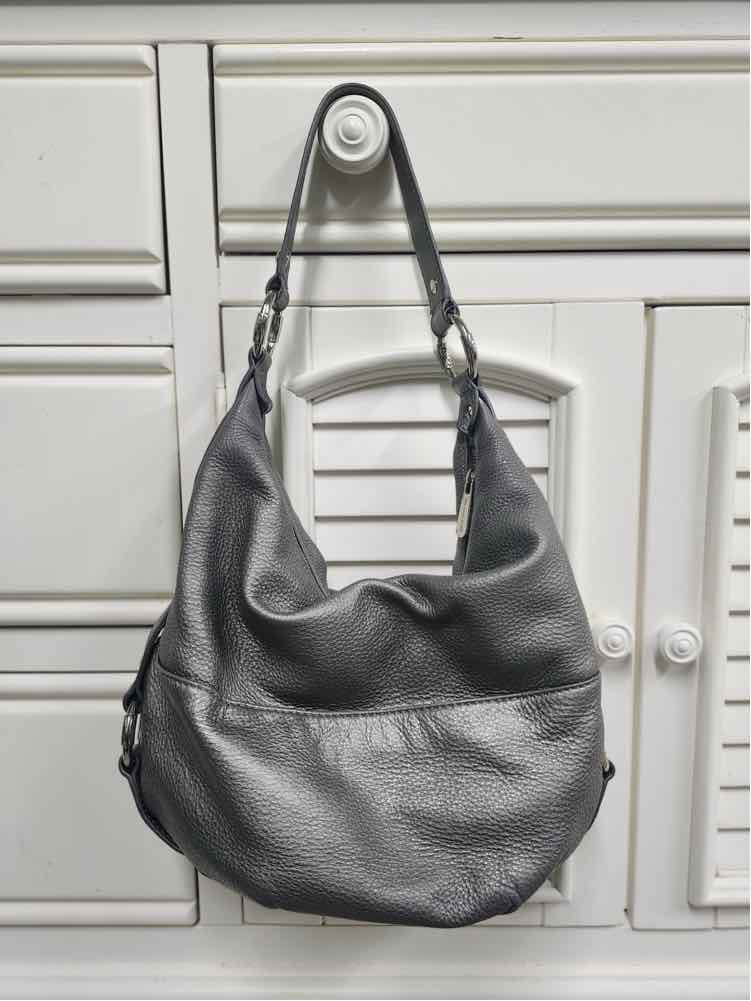 M. Kors Grey Pebbled Leather Hobo Bag